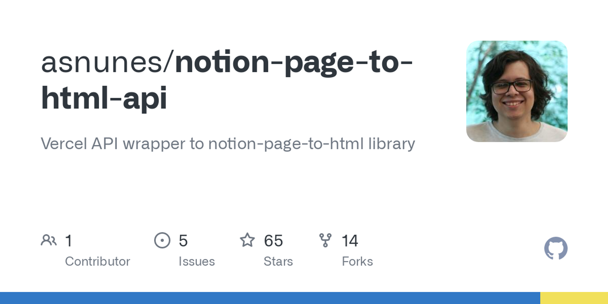 GitHub - asnunes/notion-page-to-html-api: Vercel API wrapper to notion-page-to-html library